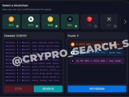 crypto search space